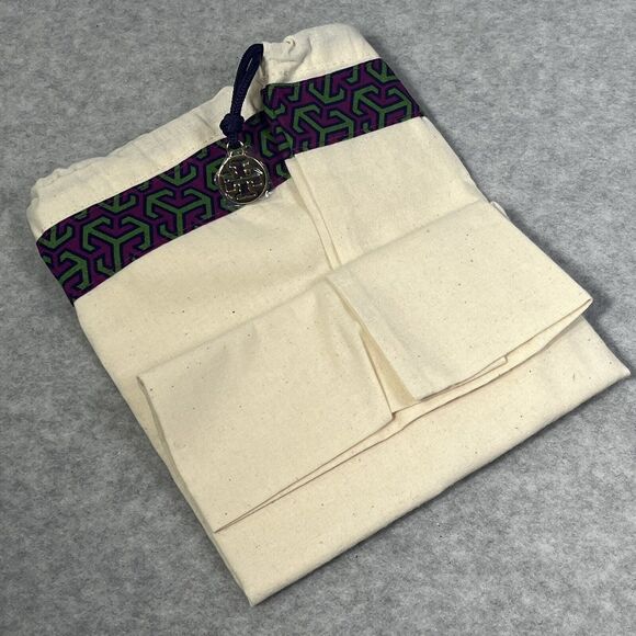 Tory Burch Dust Bag Cover Cotton Canvas with Gold Plated Metal Charm 14" x 14" - Picture 1 of 6